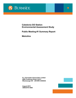 Caledonia GO Station Environmental Assessment Study