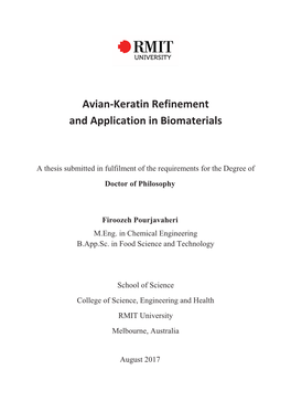 Avian-Keratin Refinement and Application in Biomaterials