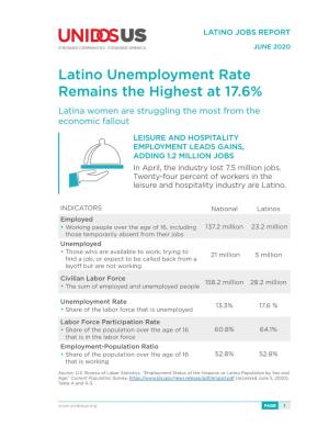 Latino Unemployment Rate Remains the Highest at 17.6% Latina Women Are Struggling the Most from the Economic Fallout
