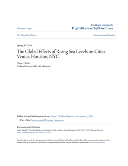The Global Effects of Rising Sea Levels on Cities: Venice, Houston, NYC Alexa N
