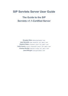 SIP Servlets Server User Guide