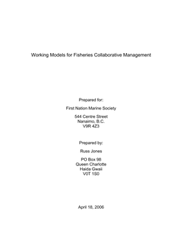 Working Models for Fisheries Collaborative Management