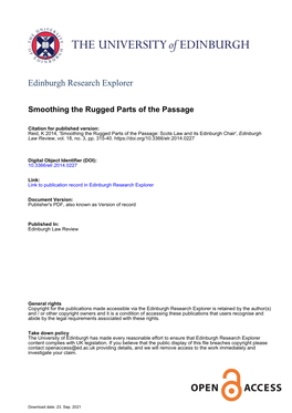 Smoothing the Rugged Parts of the Passage: Scots Law and Its Edinburgh Chair', Edinburgh Law Review, Vol