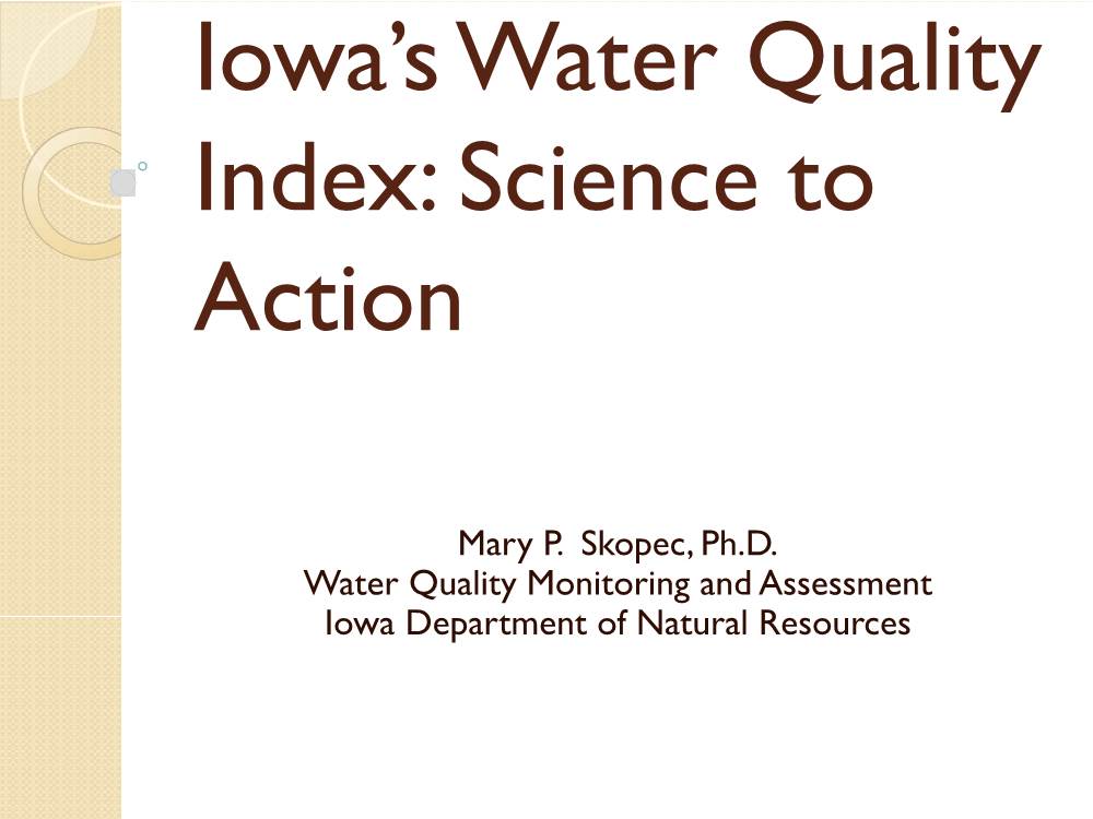 Iowa's Water Quality Index: Science to Action