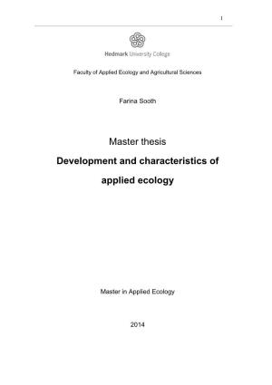 Master Thesis Development and Characteristics of Applied Ecology
