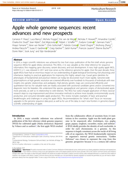 Apple Whole Genome Sequences: Recent Advances and New Prospects Cameron P