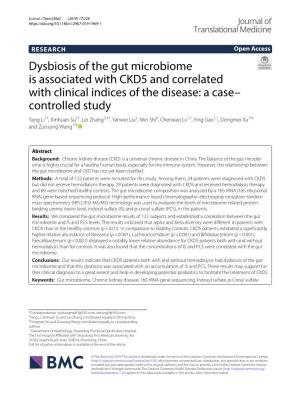 Dysbiosis of the Gut Microbiome Is Associated with CKD5 And