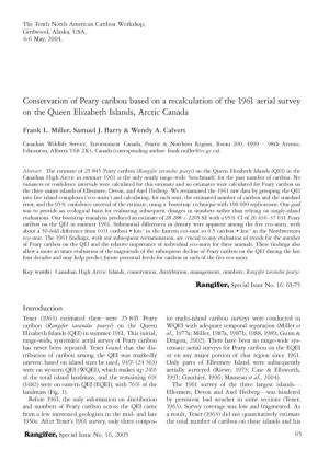 Conservation of Peary Caribou Based on a Recalculation of the 1961 Aerial Survey on the Queen Elizabeth Islands, Arctic Canada