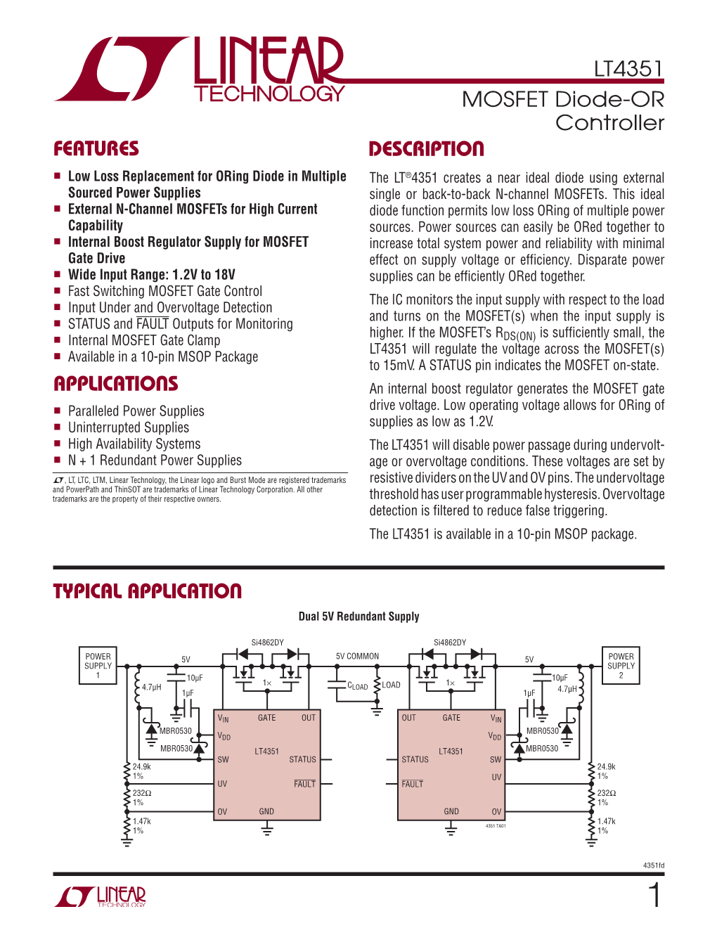 MOSFET Diode-OR Controller