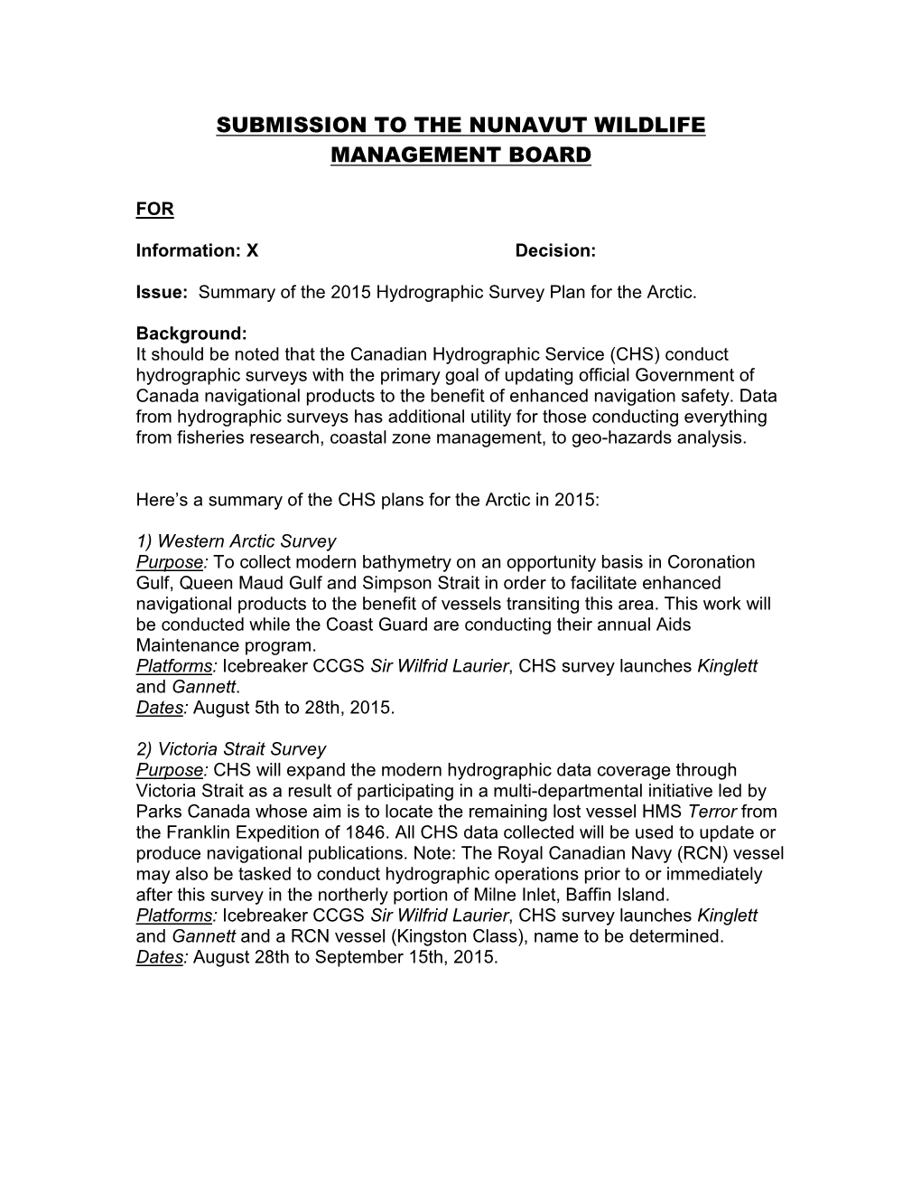 Tab 008 RM001 2015 Mar 9 Summary of the 2015 Hydrographic Survey