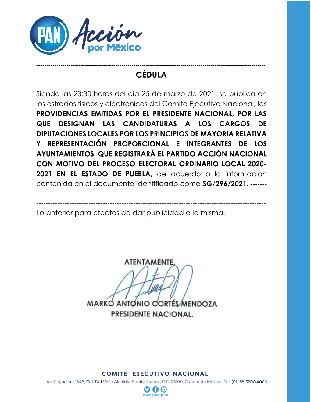 Siendo Las 23:30 Horas Del Día 25 De Marzo De 2021, Se Publica En Los