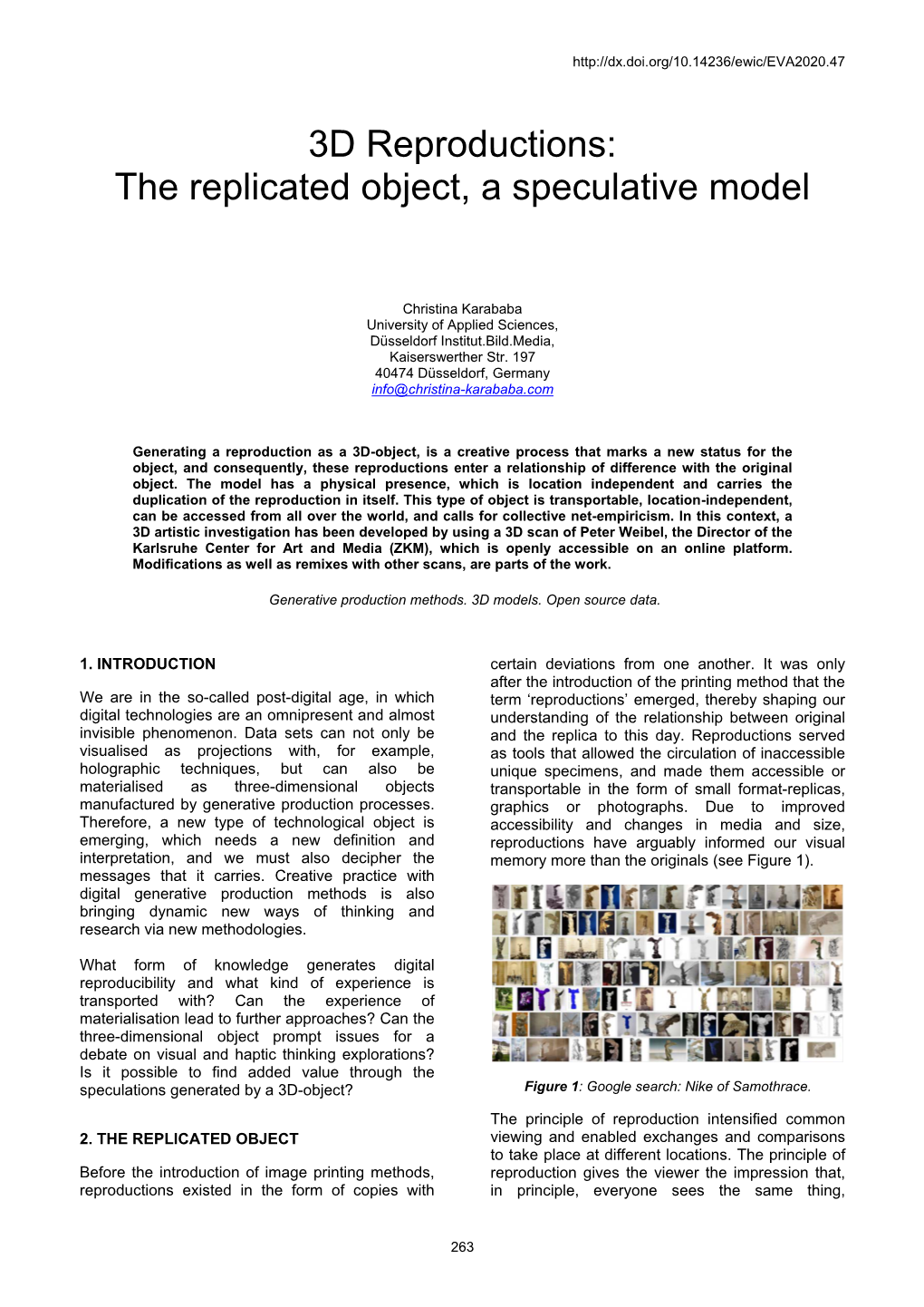 3D Reproductions: the Replicated Object, a Speculative Model