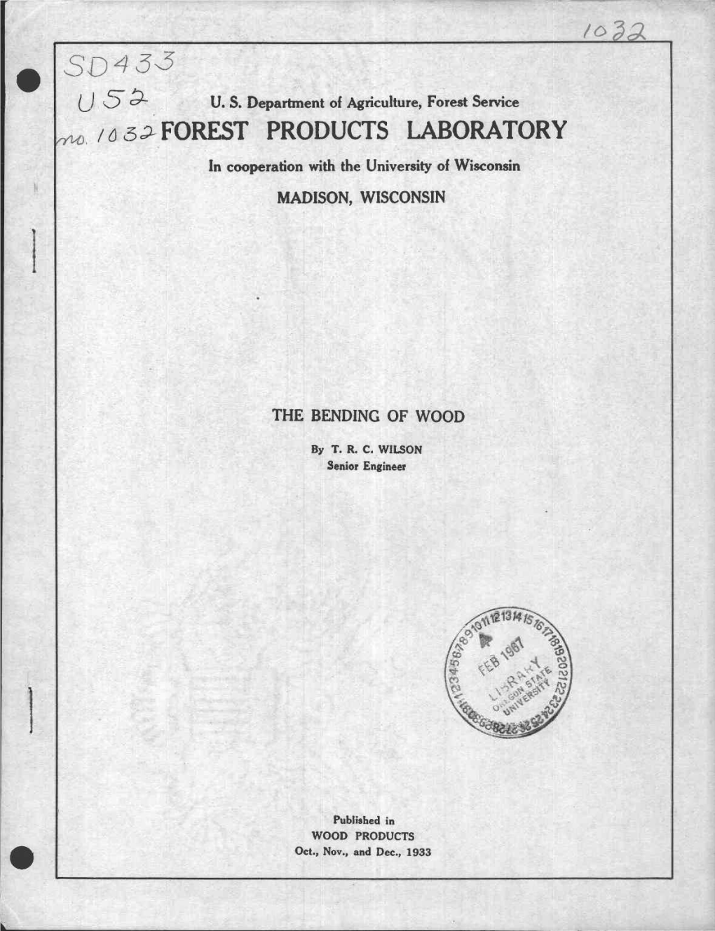 •Sd433 Forest Products Laboratory