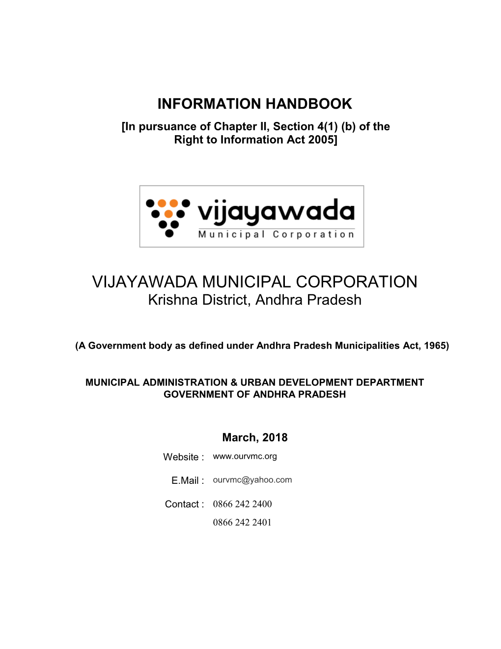 VIJAYAWADA MUNICIPAL CORPORATION Krishna District, Andhra Pradesh