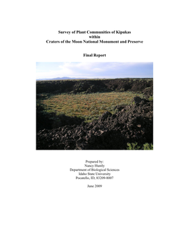 Survey of Plant Communities of Kipukas Within Craters of the Moon National Monument and Preserve