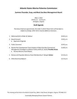 Summer Flounder, Scup and Black Sea Bass Management Board From: Tina Berger, Director of Communications RE: Advisory Panel Nomination