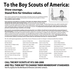 To the Boy Scouts of America: Show Courage