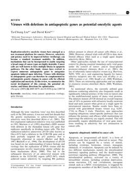 Viruses with Deletions in Antiapoptotic Genes As Potential Oncolytic Agents