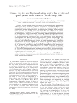 Climate, Fire Size, and Biophysical Setting Control Fire Severity and Spatial Pattern in the Northern Cascade Range