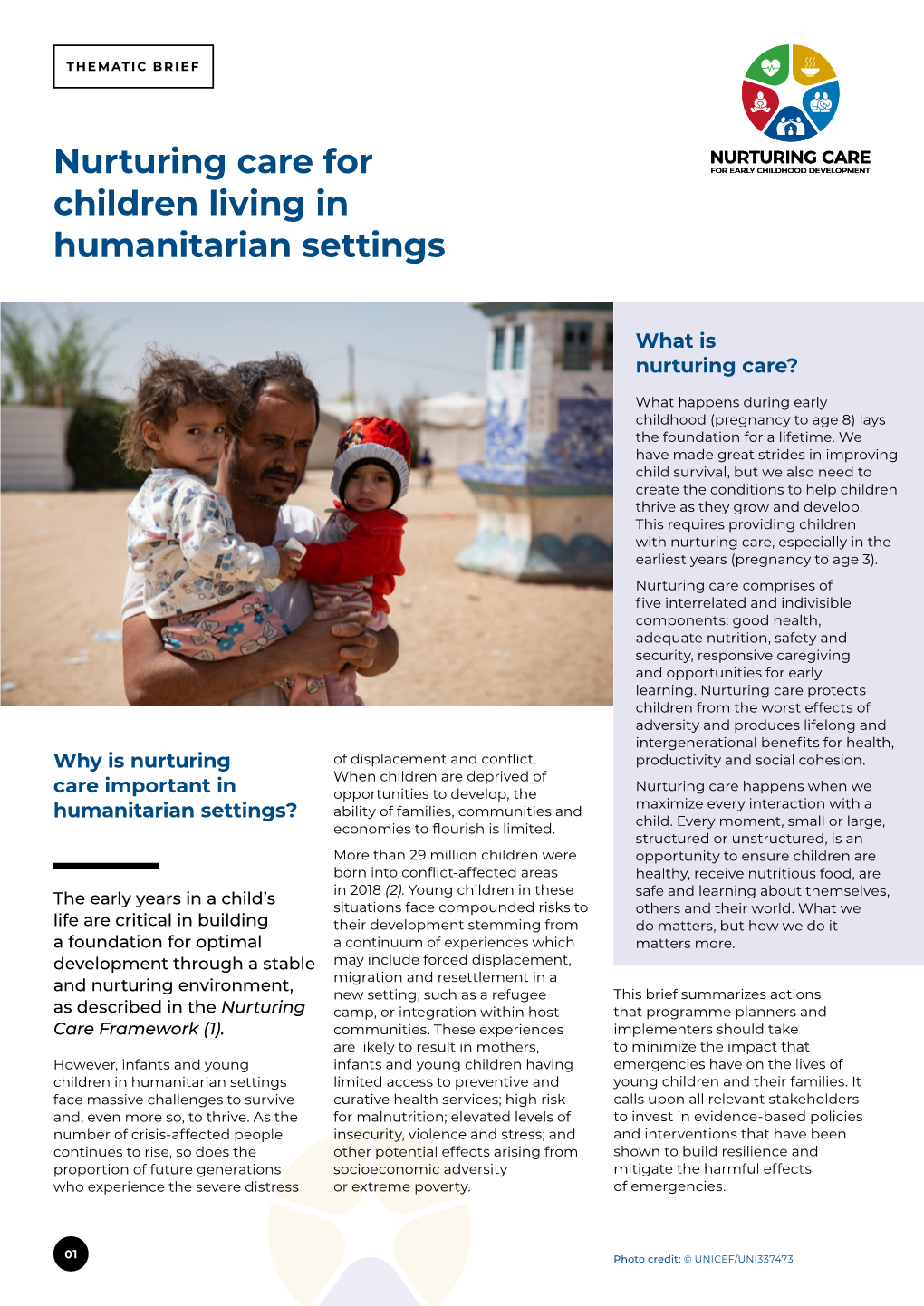 Nurturing Care for Children Living in Humanitarian Settings
