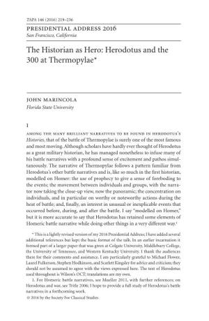 Herodotus and the 300 at Thermopylae*