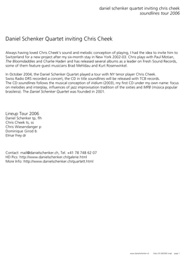 Daniel Schenker Quartet Inviting Chris Cheek Soundlines Tour 2006