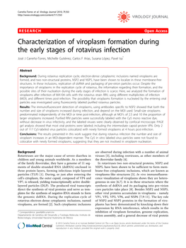 Characterization of Viroplasm Formation During the Early Stages Of