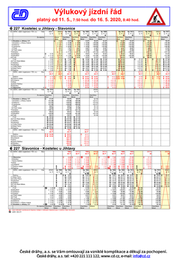 Výlukový Jízdní Řád  Platný Od 11