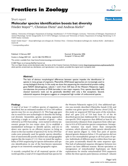 Frontiers in Zoology Biomed Central