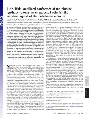 A Disulfide-Stabilized Conformer of Methionine Synthase Reveals an Unexpected Role for the Histidine Ligand of the Cobalamin Cofactor