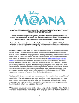 MOANA MAORI VERSION Press Release -FINAL