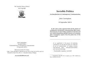 Invisible Politics an Introduction to Contemporary Communisation