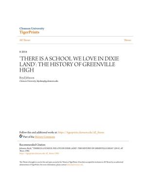 THE HISTORY of GREENVILLE HIGH Boyd Johnson Clemson University, Bijohns@G.Clemson.Edu