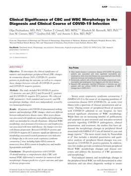 Clinical Significance of CBC and WBC Morphology in the Diagnosis and Clinical Course of COVID-19 Infection