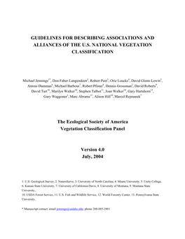 Guidelines for Describing Associations and Alliances of the U.S