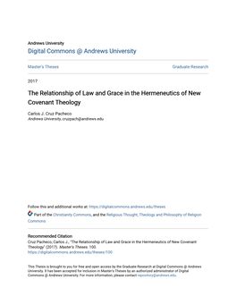 The Relationship of Law and Grace in the Hermeneutics of New Covenant Theology