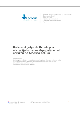 Bolivia: El Golpe De Estado Y La Encrucijada Nacional-Popular En El Corazón De América Del Sur