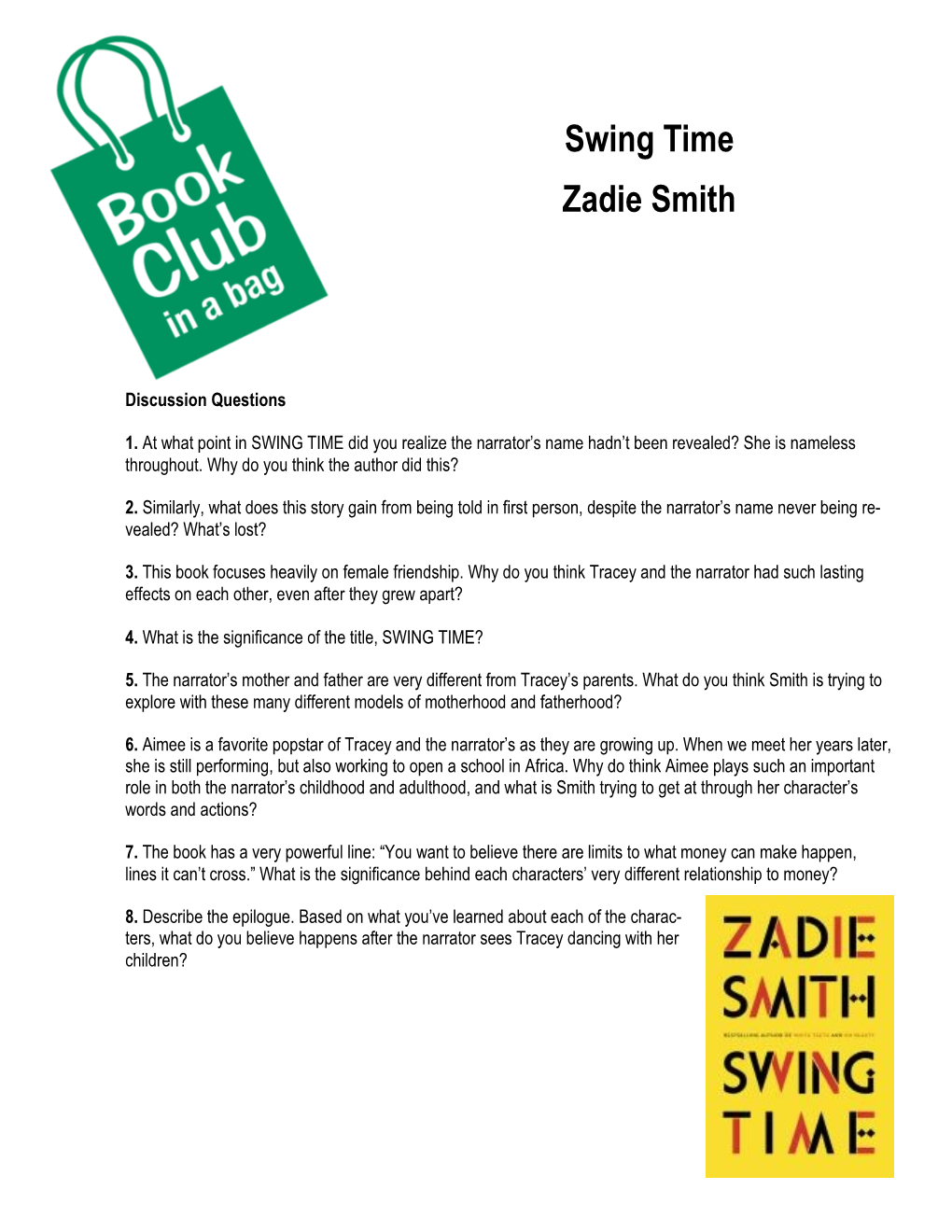 Swing Time Zadie Smith