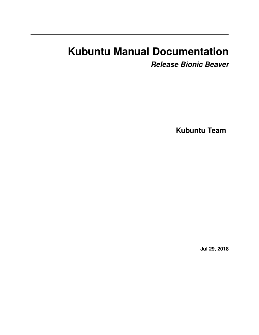 Kubuntu Manual Documentation Release Bionic Beaver