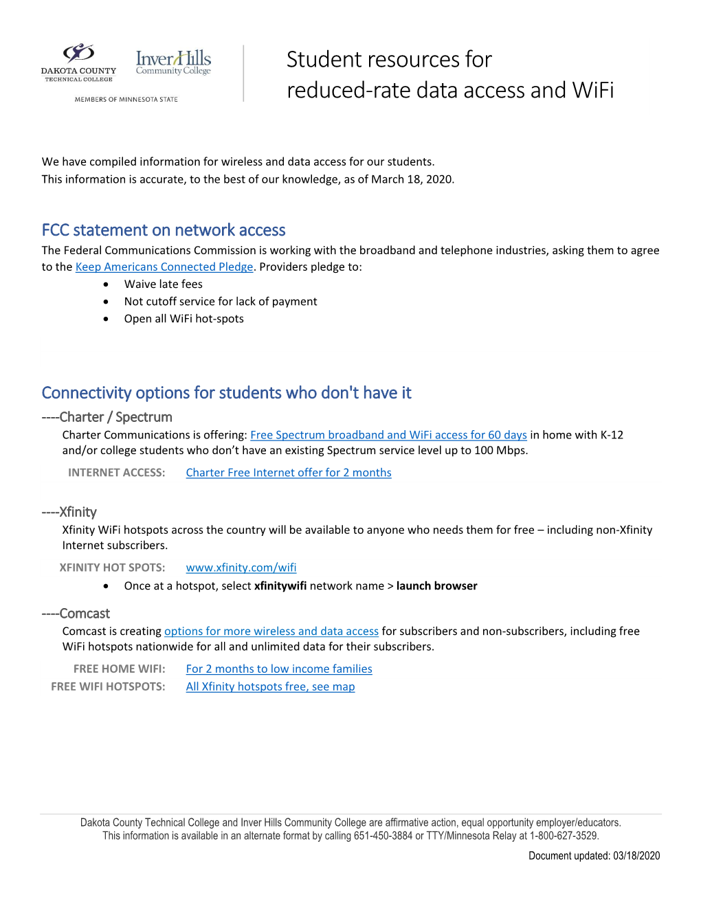 Student Resources for Reduced-Rate Data Access and Wifi