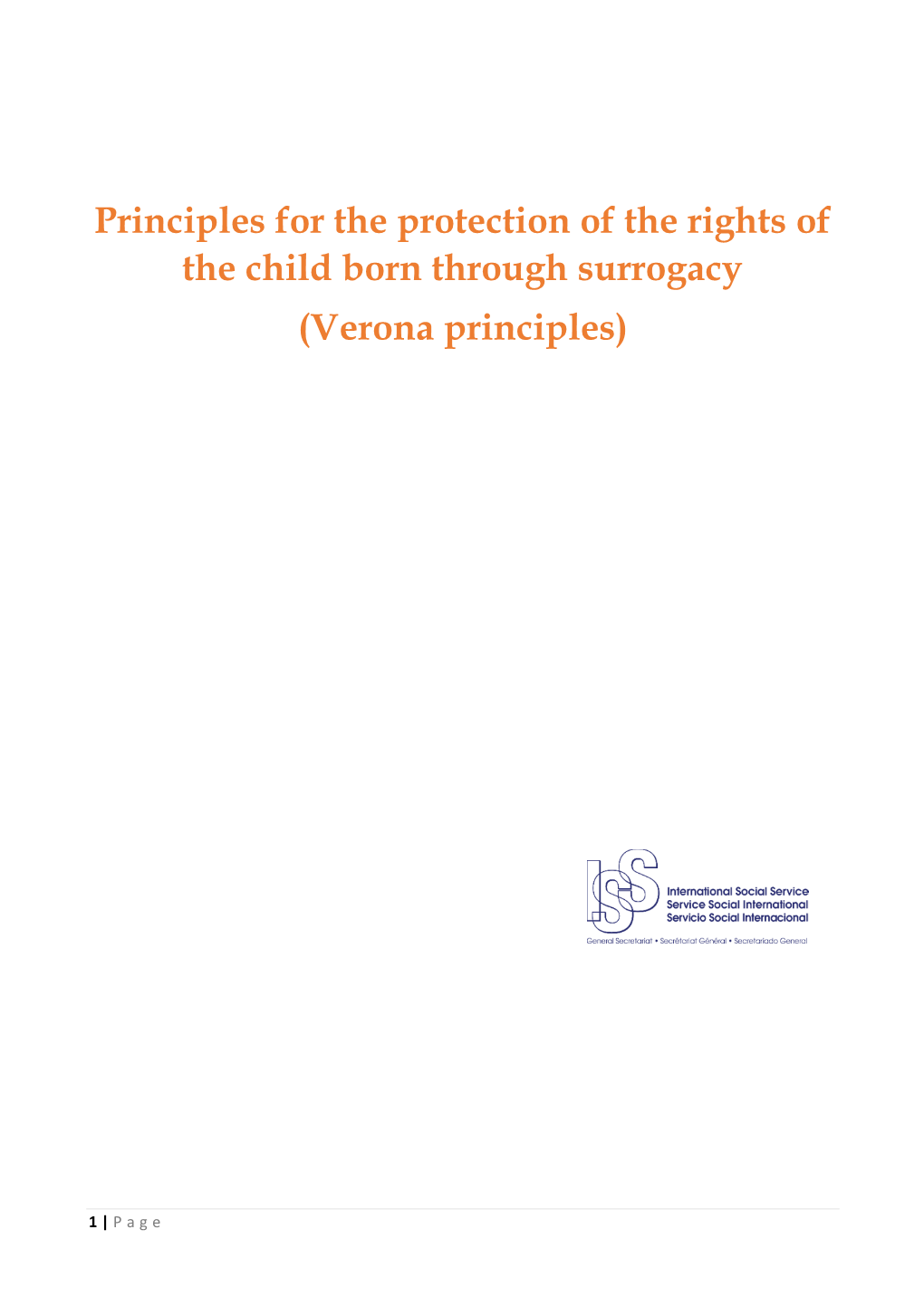 Principles for the Protection of the Rights of the Child Born Through Surrogacy (Verona Principles)