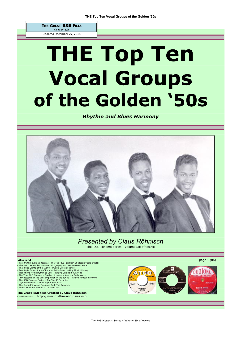 The Top Ten Vocal Groups of the Golden '50S