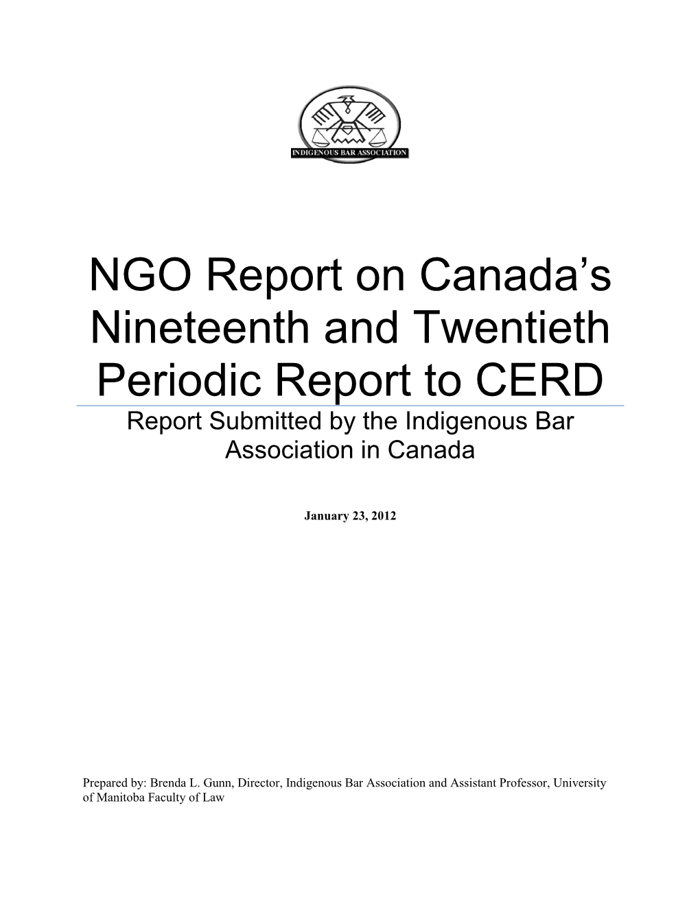 NGO Report on Canada's Nineteenth and Twentieth Periodic Report To