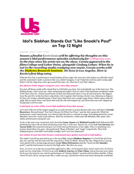 Kevin Covais Will Be Offering His Thoughts on This Season's Idol Performance Episodes Exclusively for Usmagazine.Com