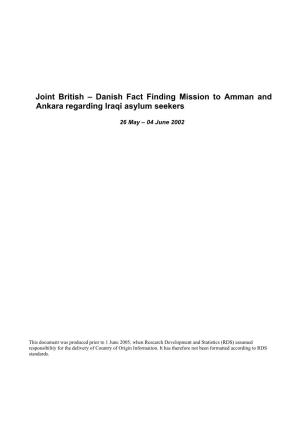 Danish Fact Finding Mission to Amman and Ankara Regarding Iraqi Asylum Seekers