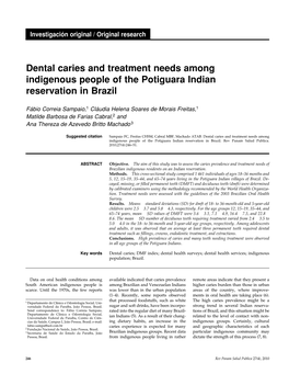 Dental Caries and Treatment Needs Among Indigenous People of the Potiguara Indian Reservation in Brazil