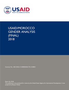 Usaid/Morocco Gender Analysis (Final) 2018