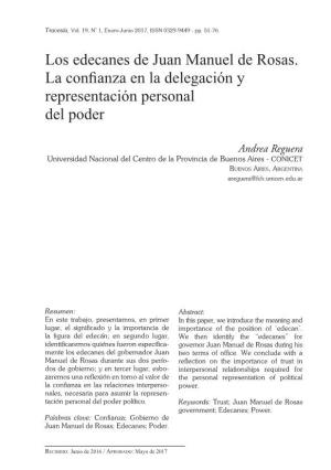 Los Edecanes De Juan Manuel De Rosas. La Confianza En La Delegación Y Representación Personal Del Poder