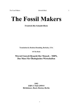 The Fossil Makers Schmidt-Bleek 1 the Fossil Makers