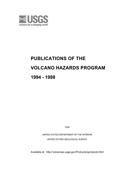 Publications of the Volcano Hazards Program 1994 - 1998